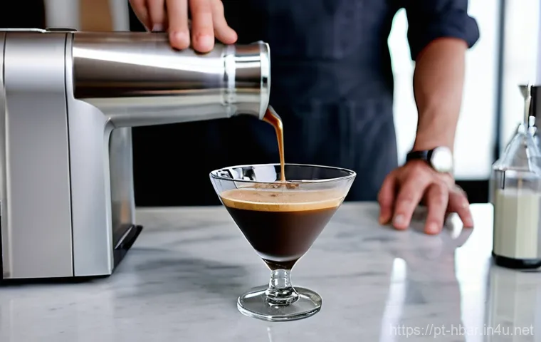 홈바텐더 에스프레소 마티니 - **Prompt 1: The Art of Crafting an Espresso Martini**
    "A stylishly dressed person, wearing a chi...