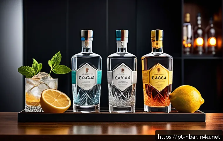 홈바텐더 칵테일 실수 방지법 - A sophisticated home bar scene featuring a well-organized wooden shelf filled with high-quality spir...